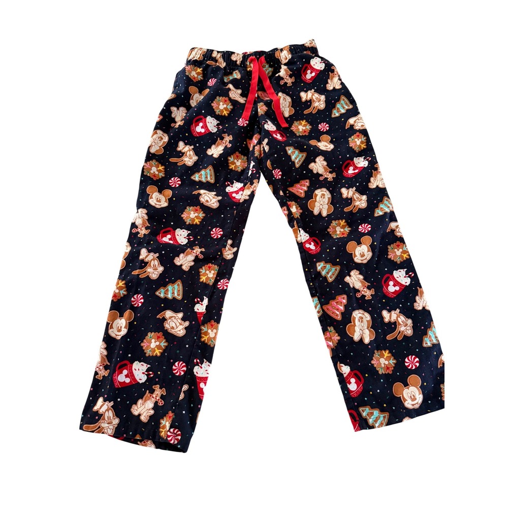 Old Navy Disney Mickey Mouse Christmas Gingerbread Flannel Pajama Pants‎ Navy S